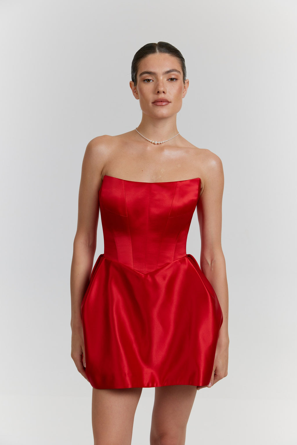 Short White Satin Corset Wedding Dress: Reception & Party Gown