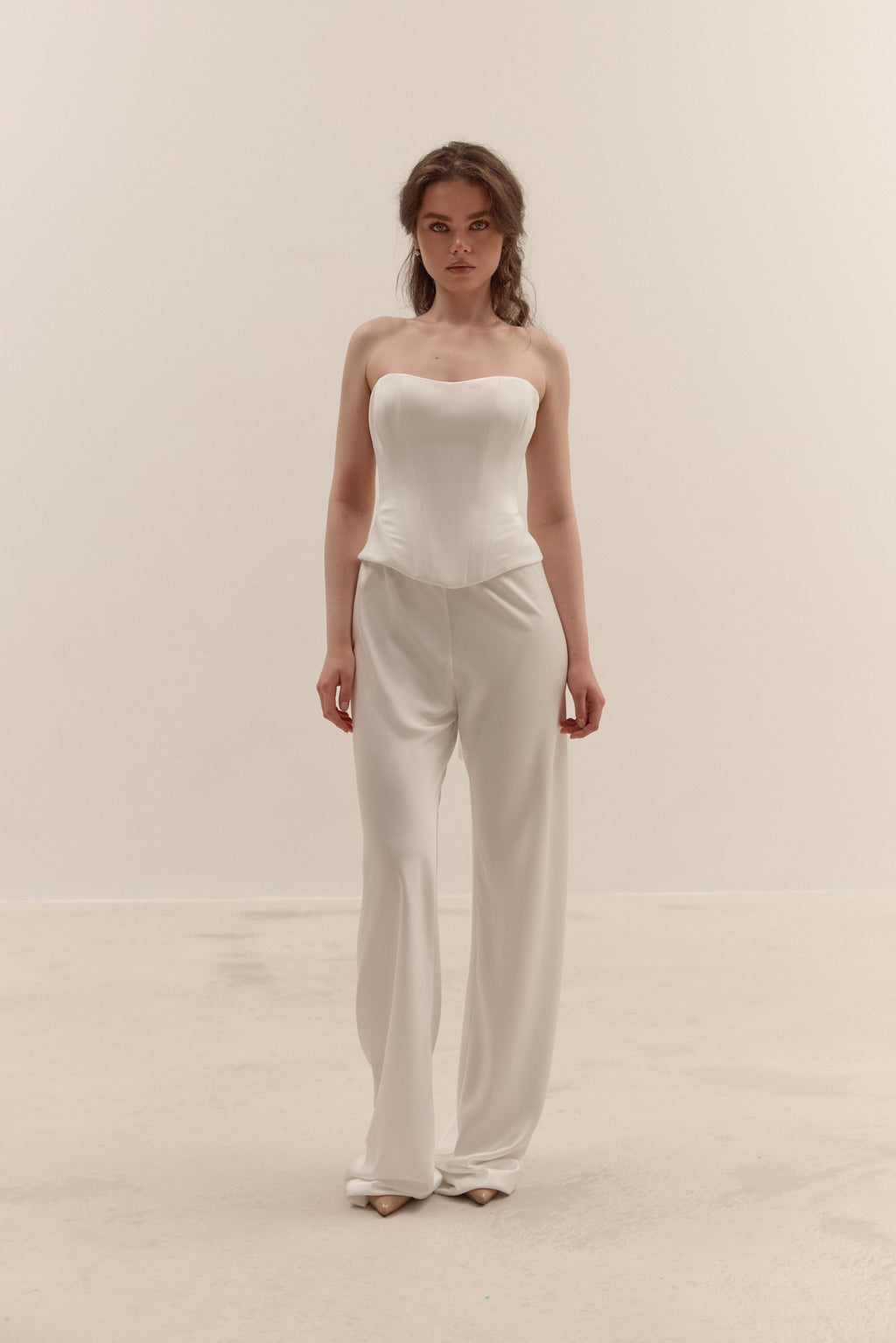 Bridal Separates Set: Satin Corset, Wide Leg Pants | Civil Wedding Outfit | Wedding Dress Alternative
