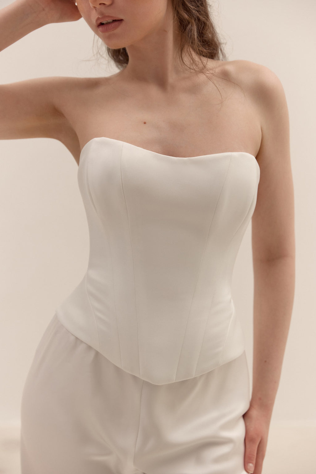 Bridal Satin Corset Top – Handmade Wedding Corset with Lace-Up Back | Minimalist Bridal Separates, Wedding Dress Alternative