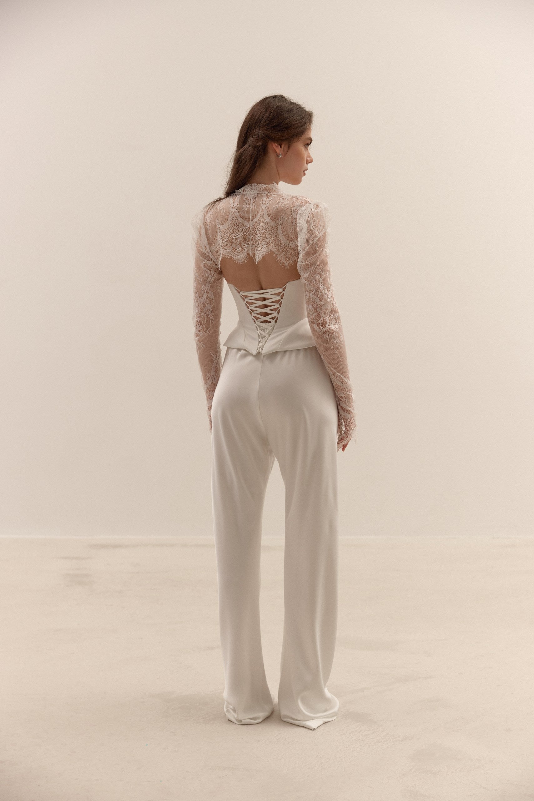 Bridal Separates Set: Satin Corset, Wide Leg Pants | Civil Wedding Outfit | Wedding Dress Alternative