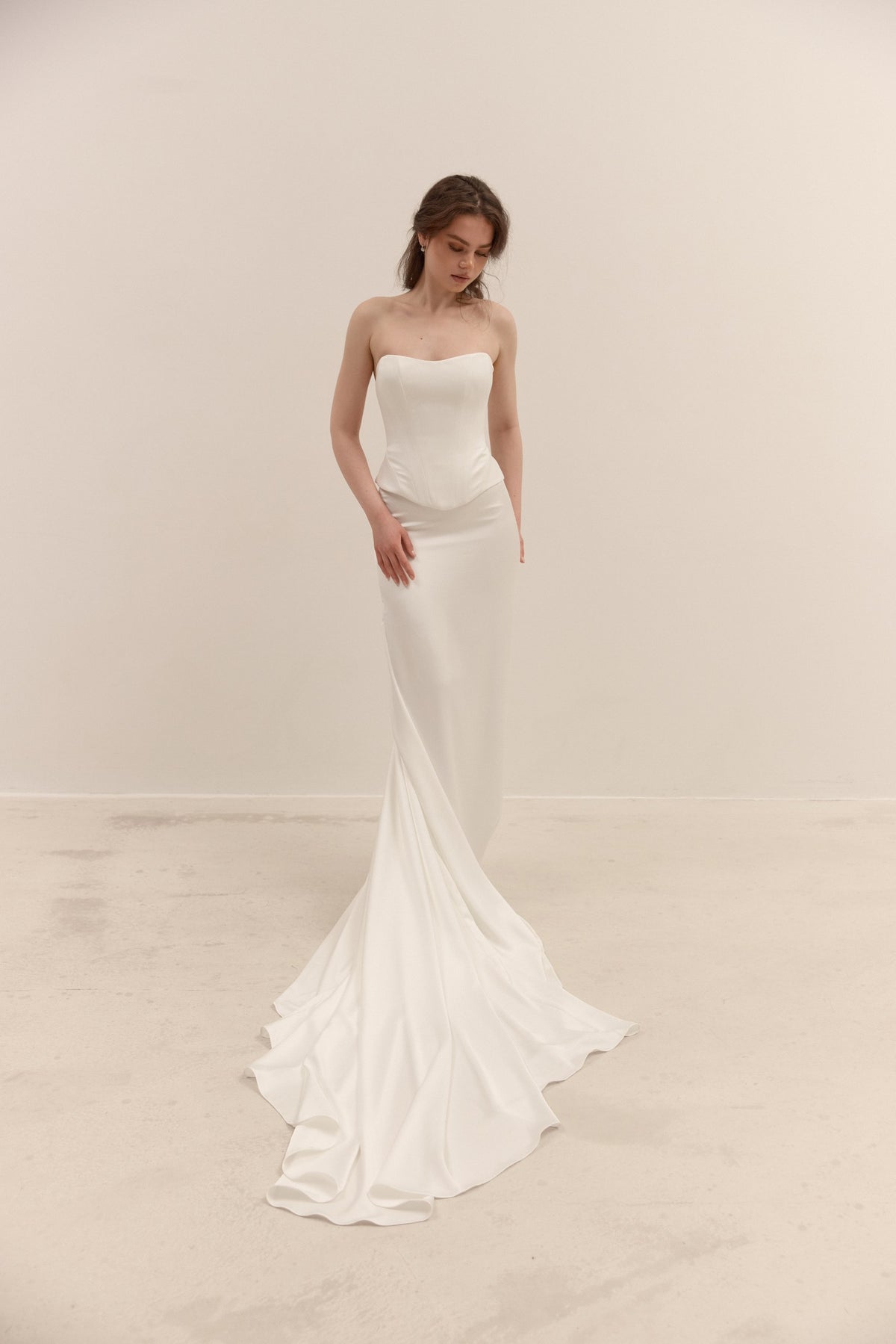 two piece wedding dress corset Minimalist Satin with Train – NoireBridalAtelier Bridal separates Colors:001-BLACK boho dresses for wedding guest Regency Bridesmaid Dresses - Please note