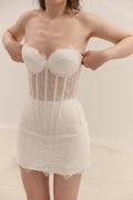 Bridal Lace Corset Top – Handmade Wedding Corset with Lace-Up Back, Minimalist Bridal Separates, Wedding Dress Alternative
