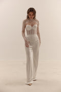 Bridal Separates Set: Lace Corset, Wide Leg Pants | Civil Wedding Outfit | Wedding Dress Alternative