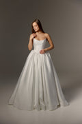 Mikado Wedding Dress with Removable Off-Shoulder Bolero: Structured Corset Bodice & Full Ball Gown Skirt