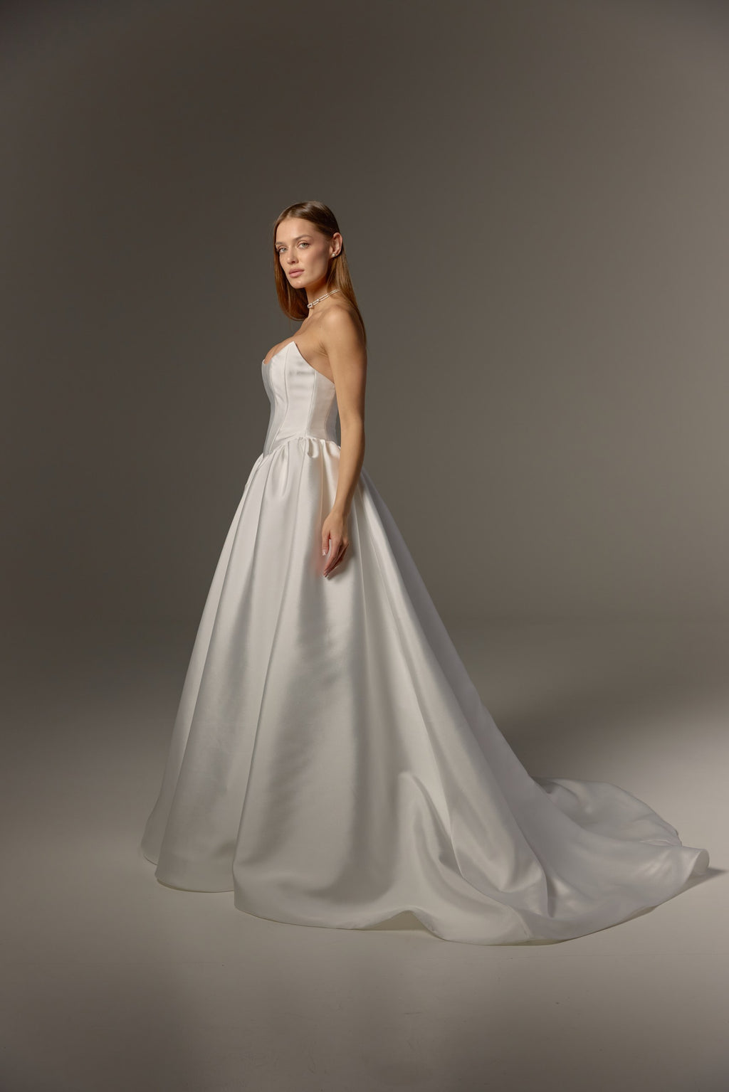 Mikado Wedding Dress with Removable Off-Shoulder Bolero: Structured Corset Bodice & Full Ball Gown Skirt