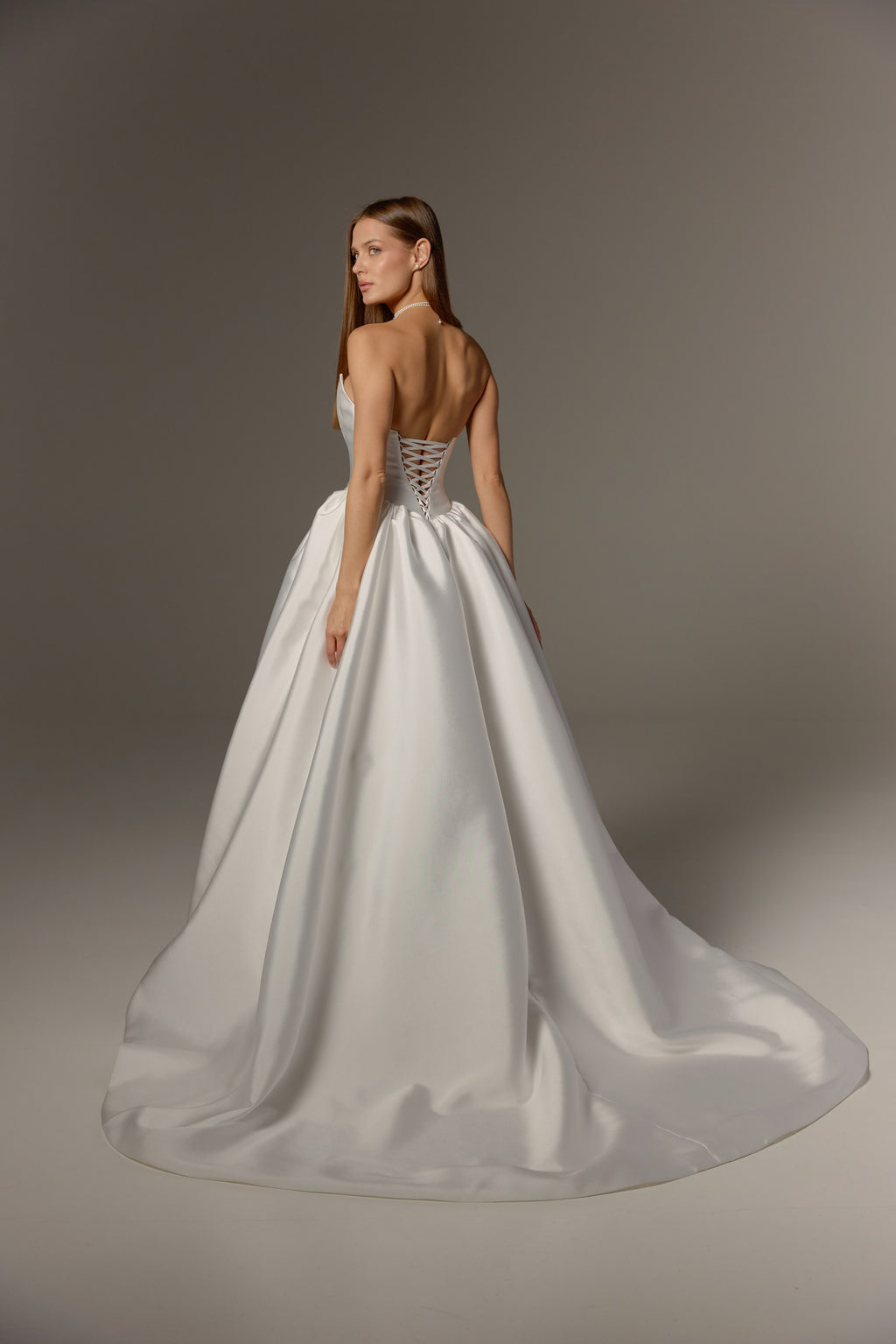 Mikado Wedding Dress with Removable Off-Shoulder Bolero: Structured Corset Bodice & Full Ball Gown Skirt