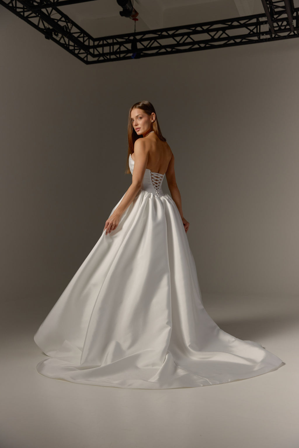 Mikado Wedding Dress with Removable Off-Shoulder Bolero: Structured Corset Bodice & Full Ball Gown Skirt