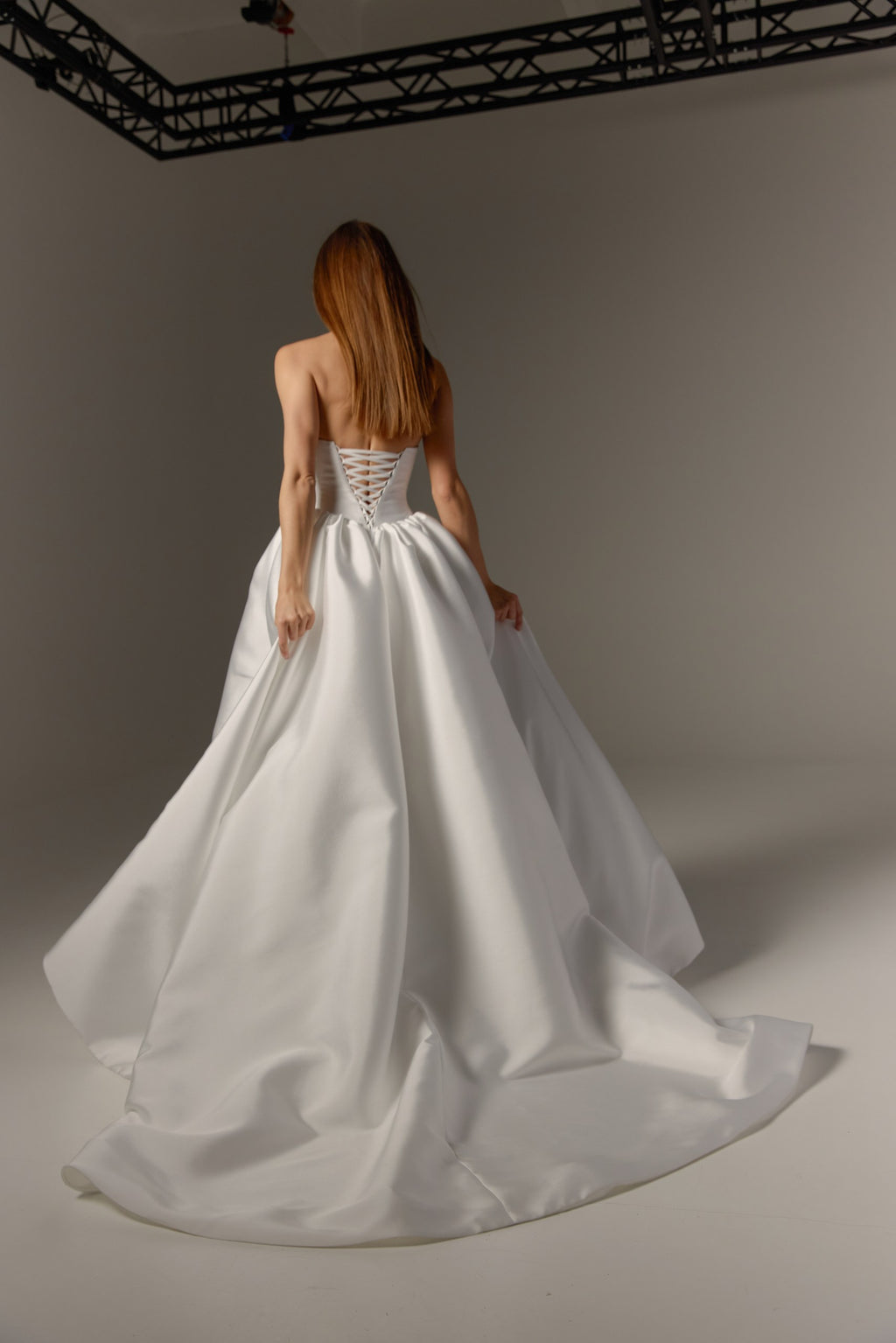 Mikado Wedding Dress with Removable Off-Shoulder Bolero: Structured Corset Bodice & Full Ball Gown Skirt