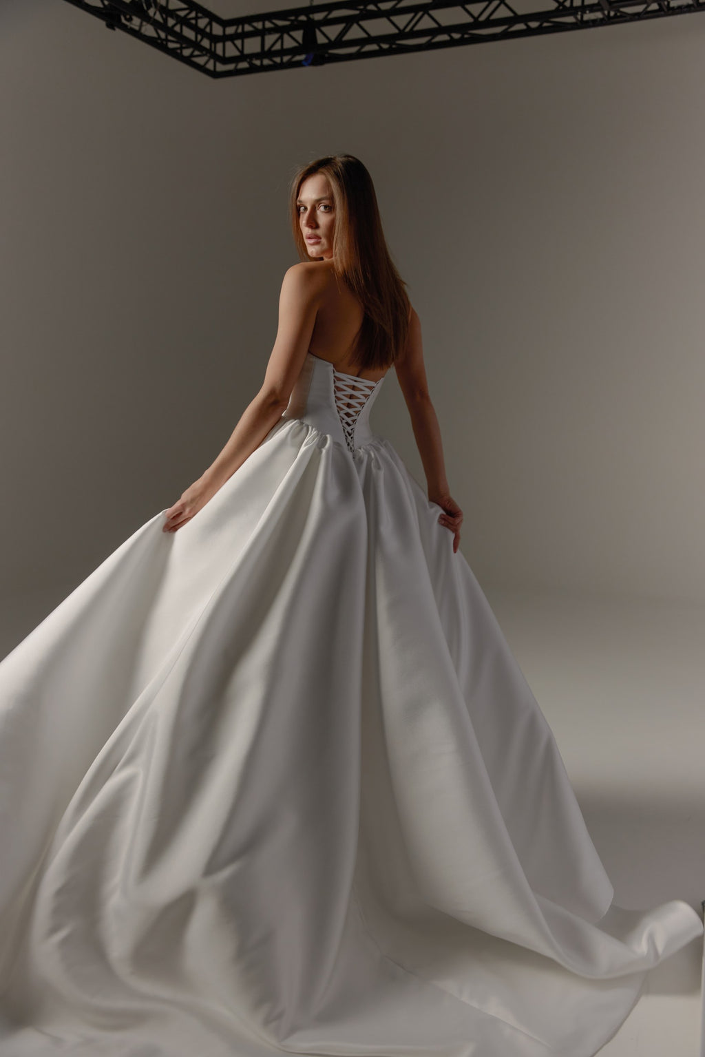 Mikado Wedding Dress with Removable Off-Shoulder Bolero: Structured Corset Bodice & Full Ball Gown Skirt