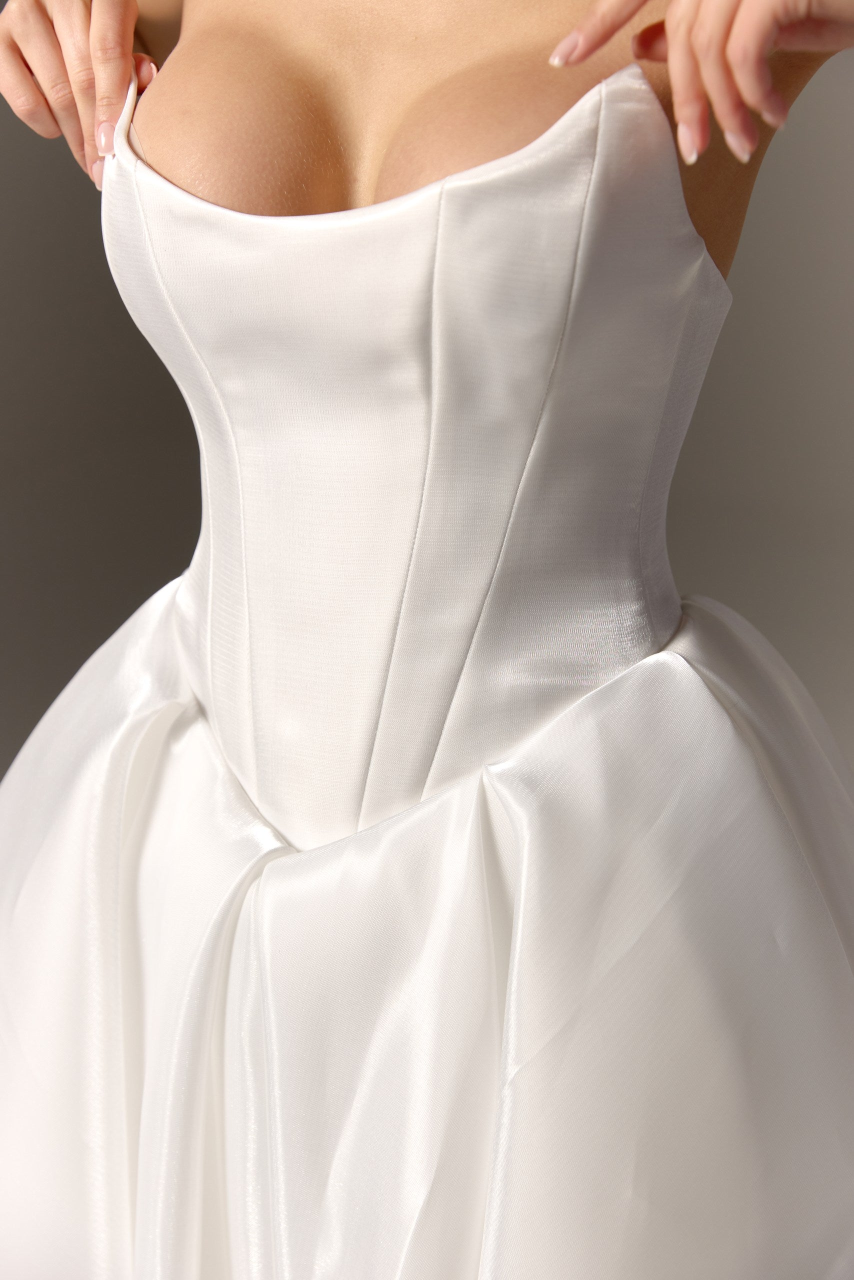 Midi Civil Wedding Dress: Off-White Minimalist Simple Bridal Gown