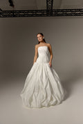 Ivory Taffeta Strapless Wedding Dress: Modern Drop Waist Corset Gown
