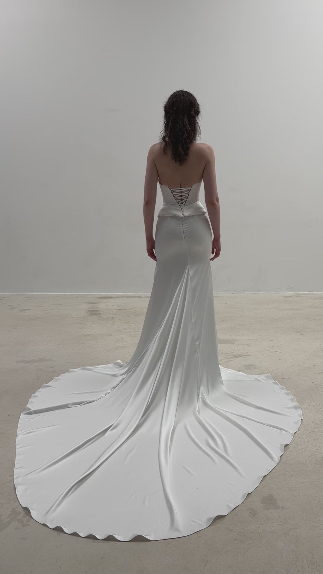 Minimalist Satin Corset Two Piece Wedding Dress with Train