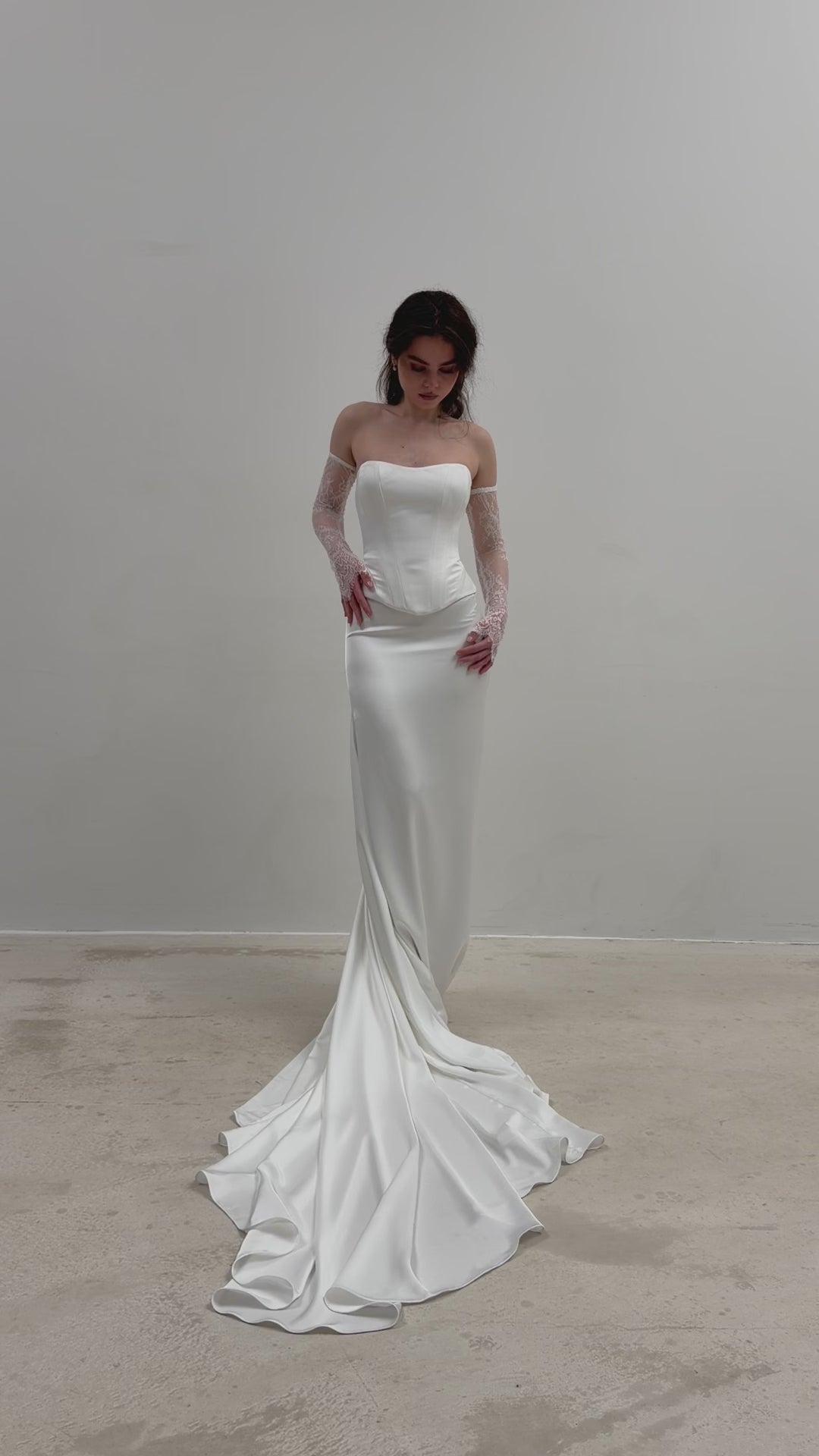 Minimalist Satin Corset Two Piece Wedding Dress with Train
