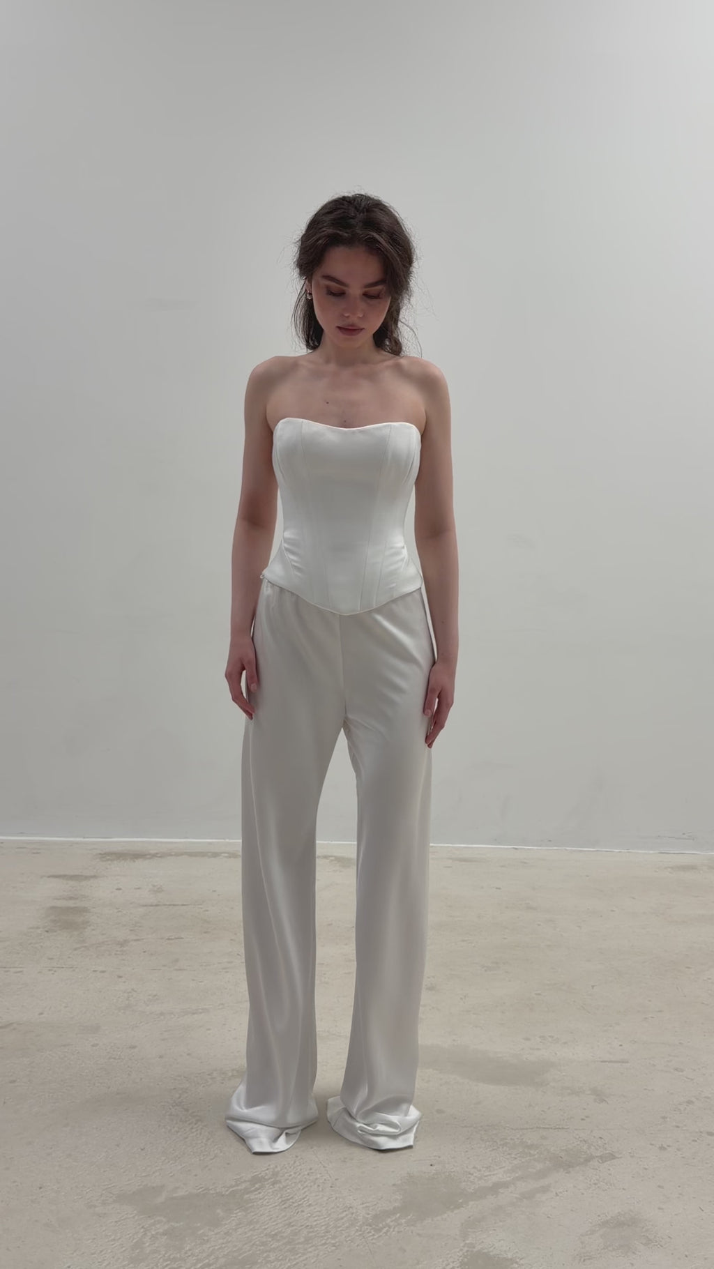Bridal Separates Set: Satin Corset, Wide Leg Pants | Civil Wedding Outfit | Wedding Dress Alternative